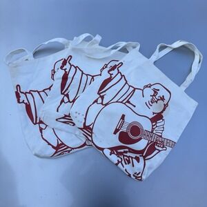 Three True Religion Shopping Tote Bags White/Red 18X19